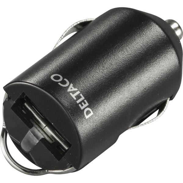 Deltaco USB nanolaturi autoon, USB A naaras, 1A, musta Deltaco USB nanolaturi autoon, USB A naaras, 1A, musta